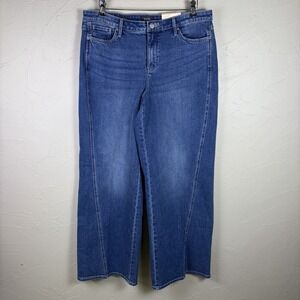 NYDJ Teresa Wide Leg Jeans Women's 12 Lift Tuck High Rise Ankle Blue Denim NWT